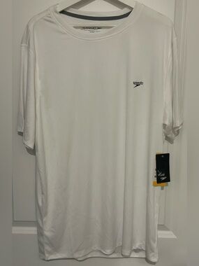 Speedo Men’s Beach Sun Swim T Shirt White UPF 50+ Quick Drying NWT Size XL